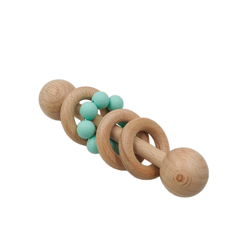 Baby’s First Wooden Rattle & Silicone Teether Combo
