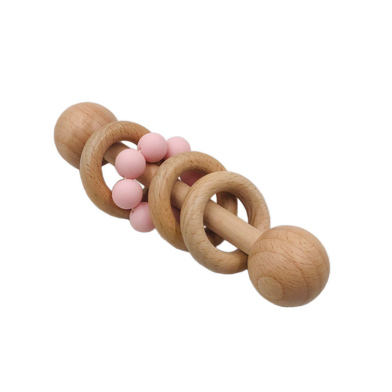 Baby’s First Wooden Rattle & Silicone Teether Combo