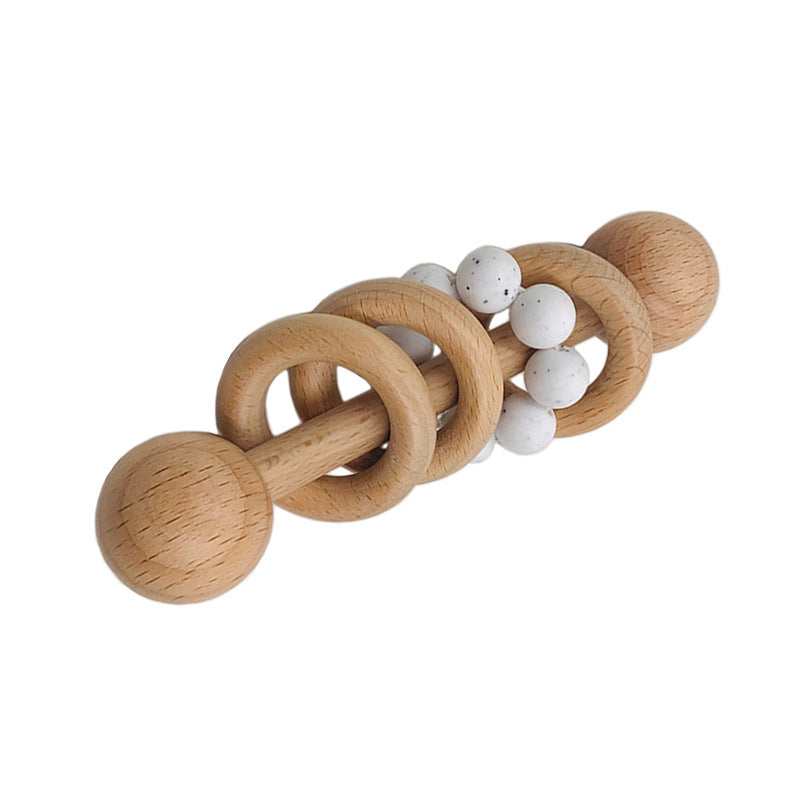 Baby’s First Wooden Rattle & Silicone Teether Combo