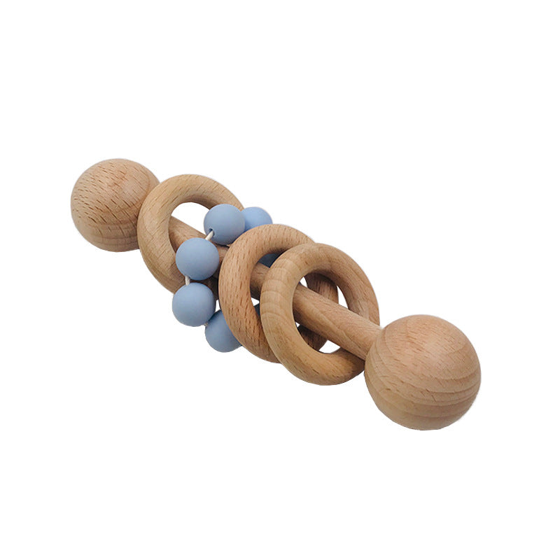 Baby’s First Wooden Rattle & Silicone Teether Combo