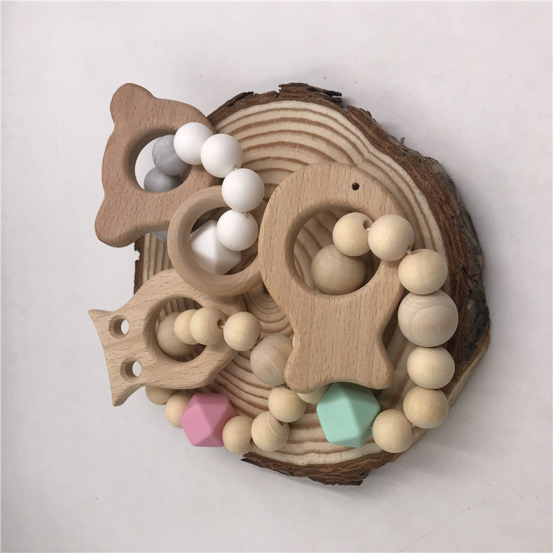 Adorable Baby Teething Bracelet with Rattle & Drum