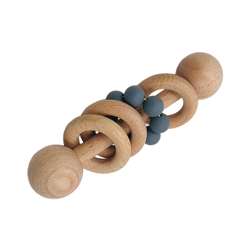 Baby’s First Wooden Rattle & Silicone Teether Combo