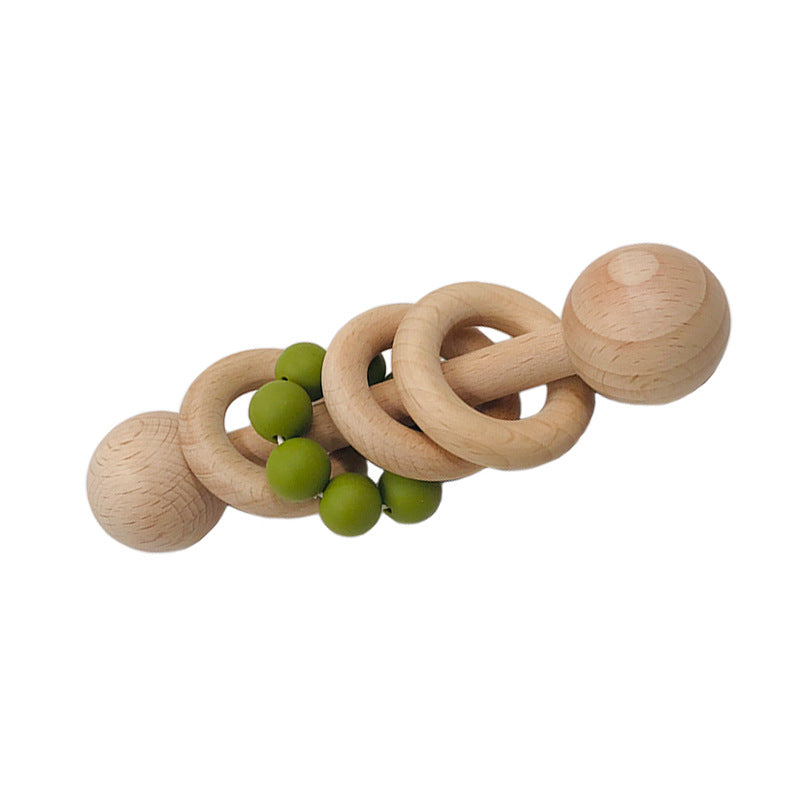 Baby’s First Wooden Rattle & Silicone Teether Combo