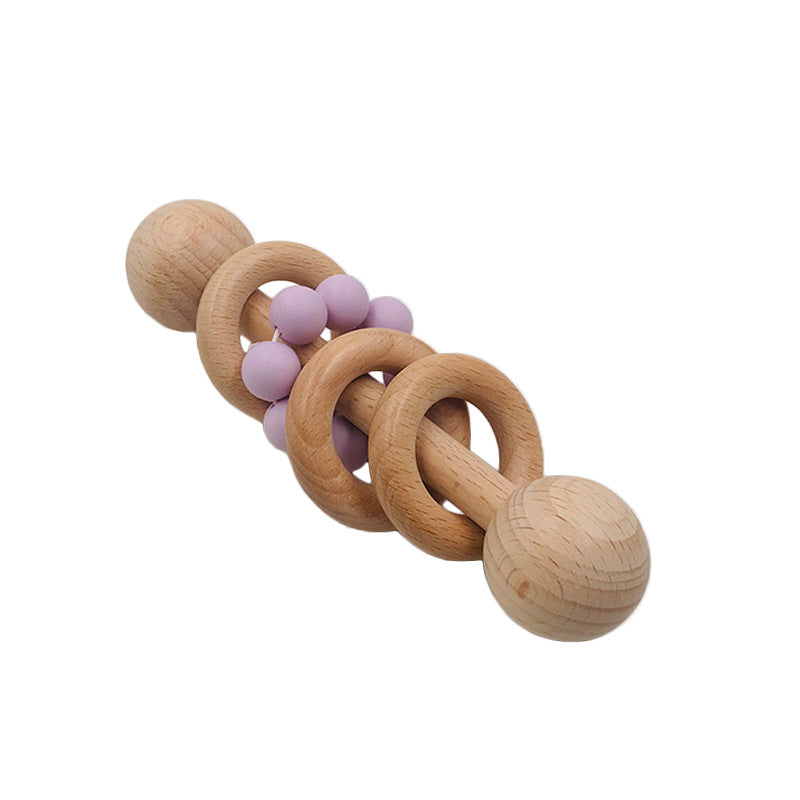 Baby’s First Wooden Rattle & Silicone Teether Combo